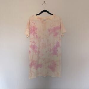 Pink Tie Dye T Shirt Dress Short Sleeve